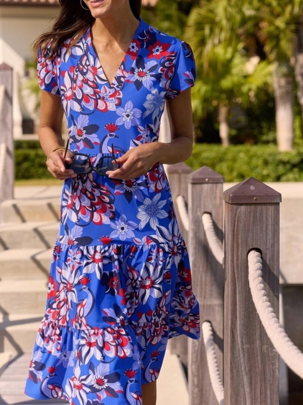 NWT Jude Connally Libby Dress in Twirling Peacock Cobalt Jude Cloth Size XL